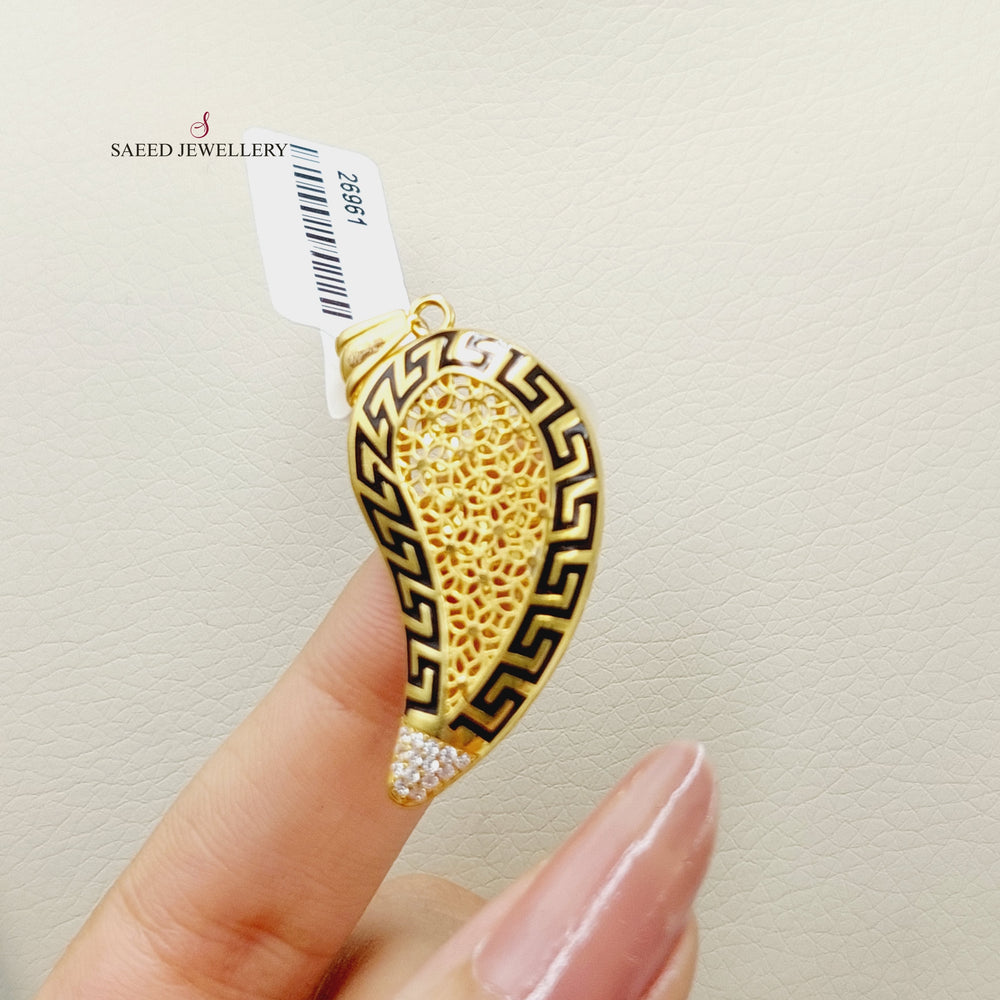 21K Gold Almond Pendant by Saeed Jewelry - Image 2