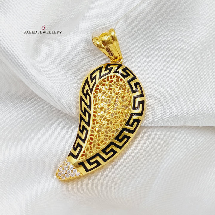 21K Gold Almond Pendant by Saeed Jewelry - Image 3