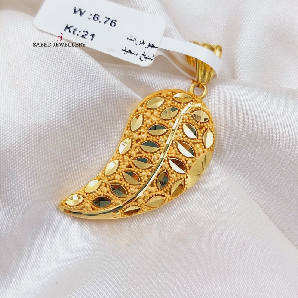 21K Gold Almond Pendant by Saeed Jewelry - Image 4