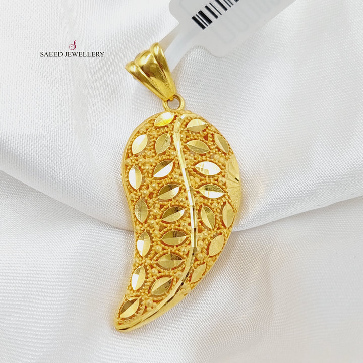 21K Gold Almond Pendant by Saeed Jewelry - Image 1