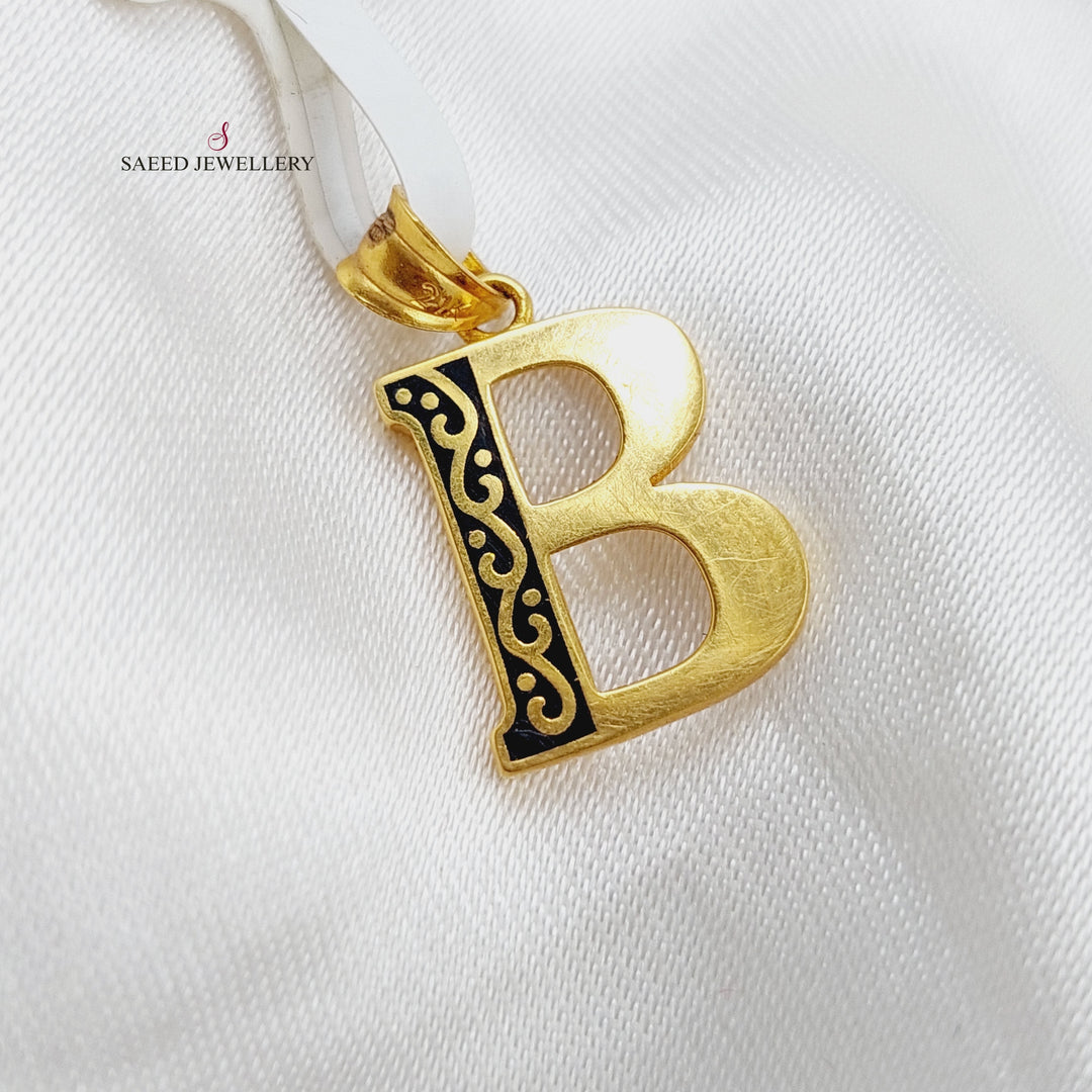 21K Gold B Letter Pendant by Saeed Jewelry - Image 3