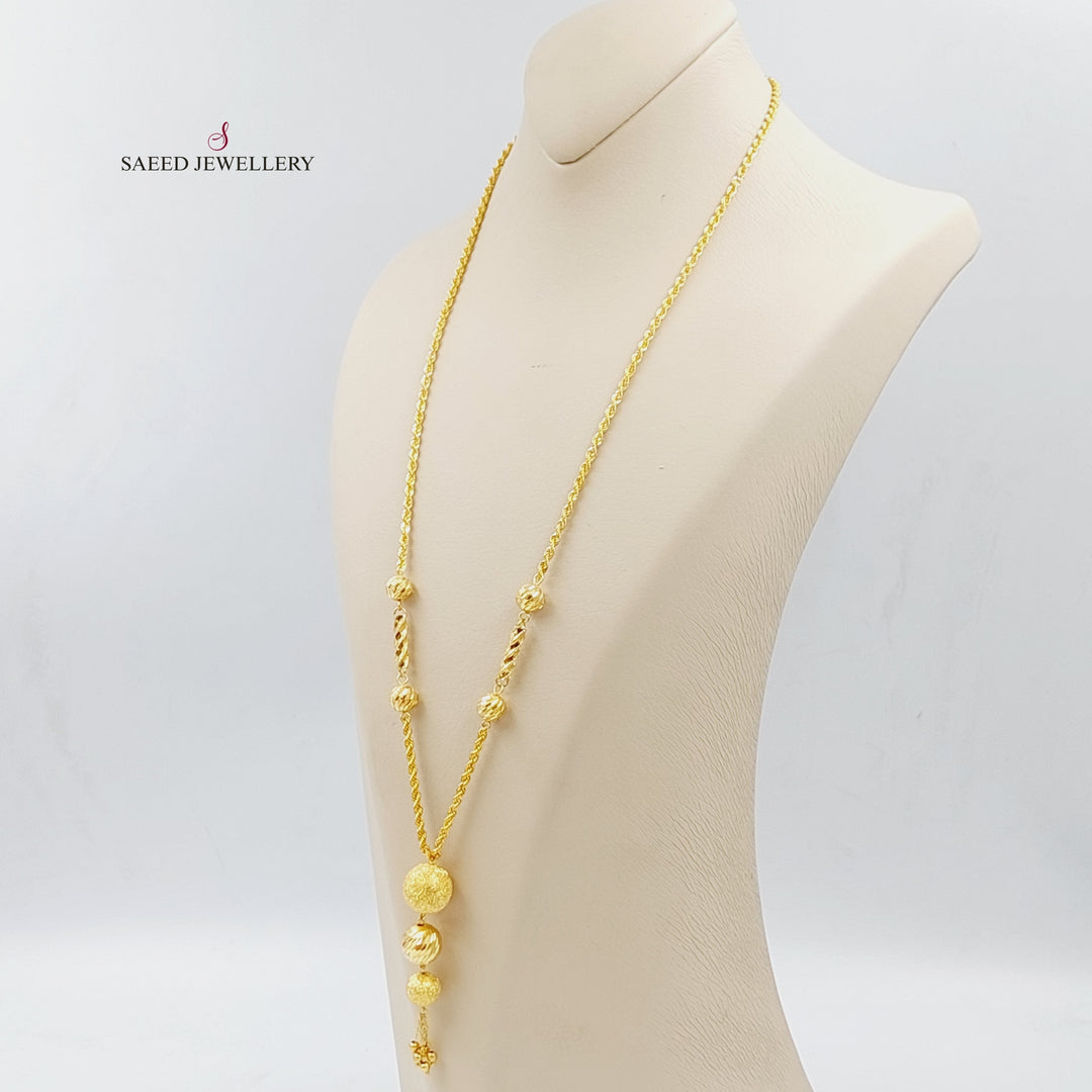 21K Gold Balls Necklace by Saeed Jewelry - Image 3