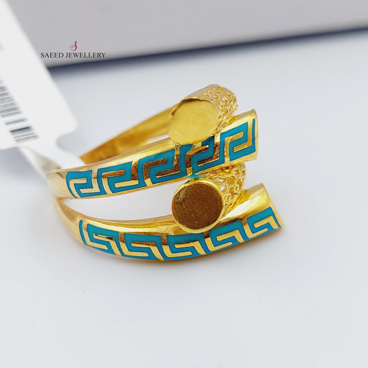 21K Gold Blue Enamel Ring by Saeed Jewelry - Image 9