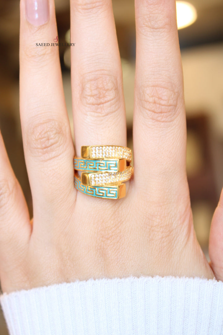 21K Gold Blue Enamel Ring by Saeed Jewelry - Image 5