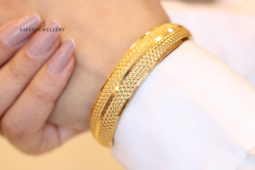 21K Gold Bold Bangle by Saeed Jewelry - Image 4