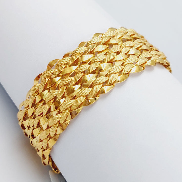 21K Gold Bold Bracelet by Saeed Jewelry - Image 3