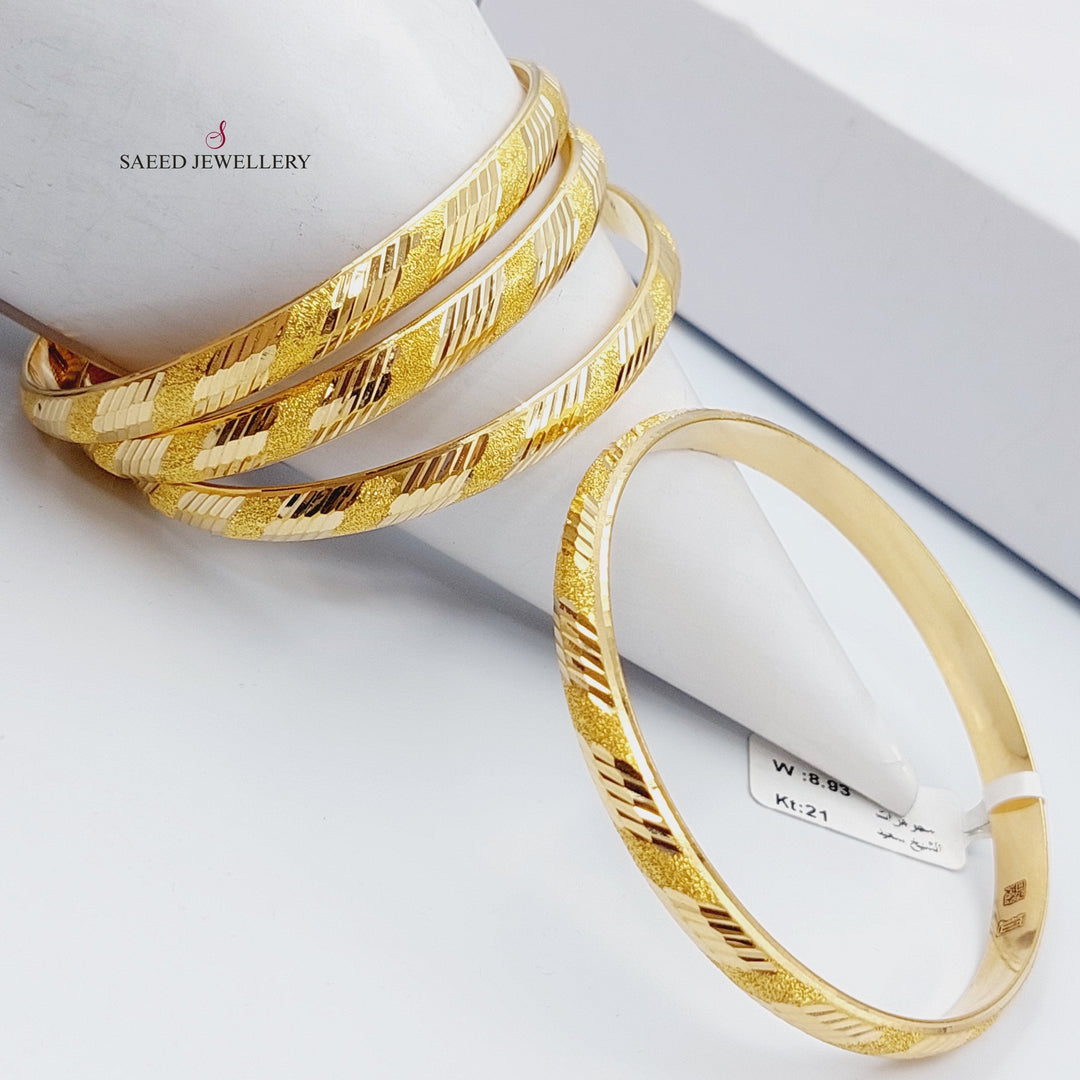 21K Gold Bold Laser Bangle by Saeed Jewelry - Image 1