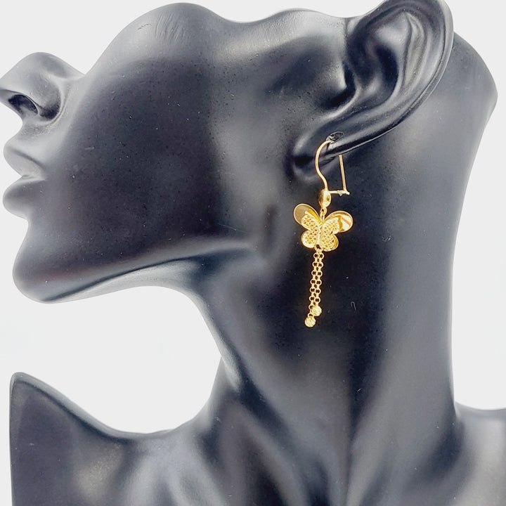 21K Gold Butterfly Earrings by Saeed Jewelry - Image 2