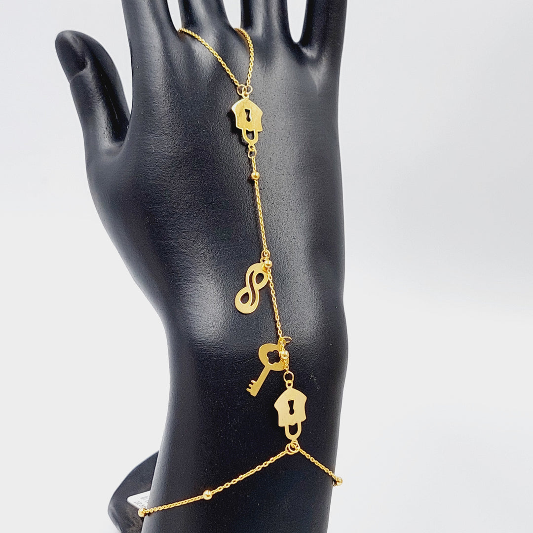 21K Gold Chain Hand Bracelet by Saeed Jewelry - Image 4