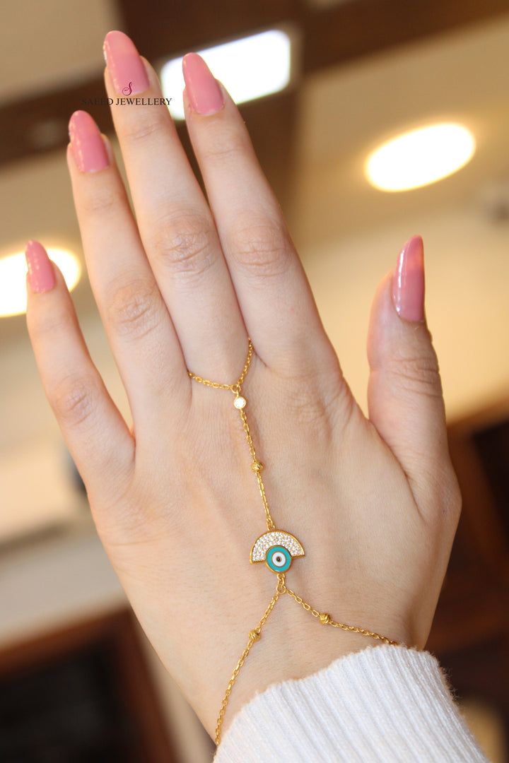 21K Gold Chain Hand Bracelet by Saeed Jewelry - Image 1