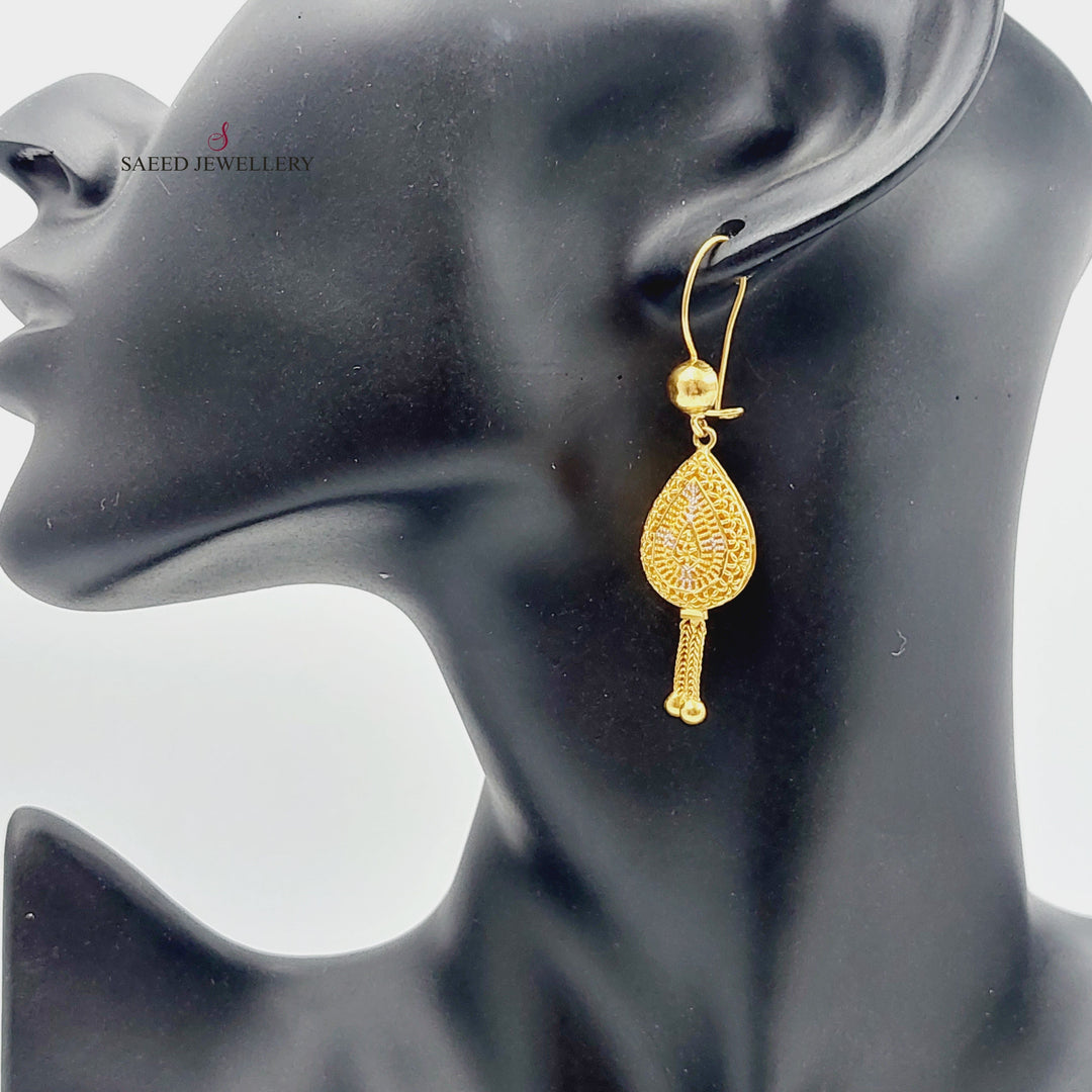 21K Gold Colored Kuwaiti Earrings by Saeed Jewelry - Image 2