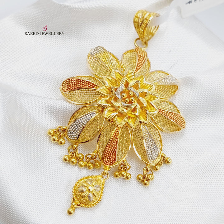 21K Gold Colorful Indian Pendant by Saeed Jewelry - Image 3