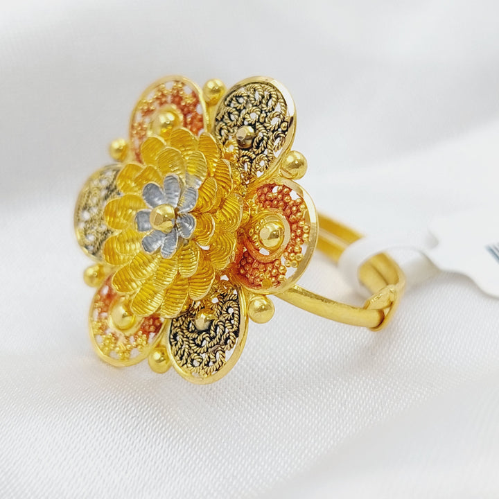 21K Gold Colorful Indian Ring by Saeed Jewelry - Image 1