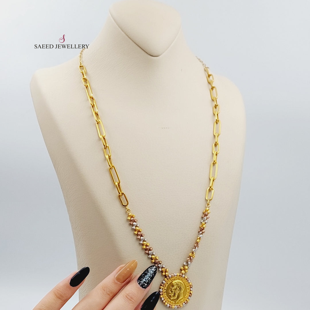 21K Gold Colorful Turkish Necklace by Saeed Jewelry - Image 1