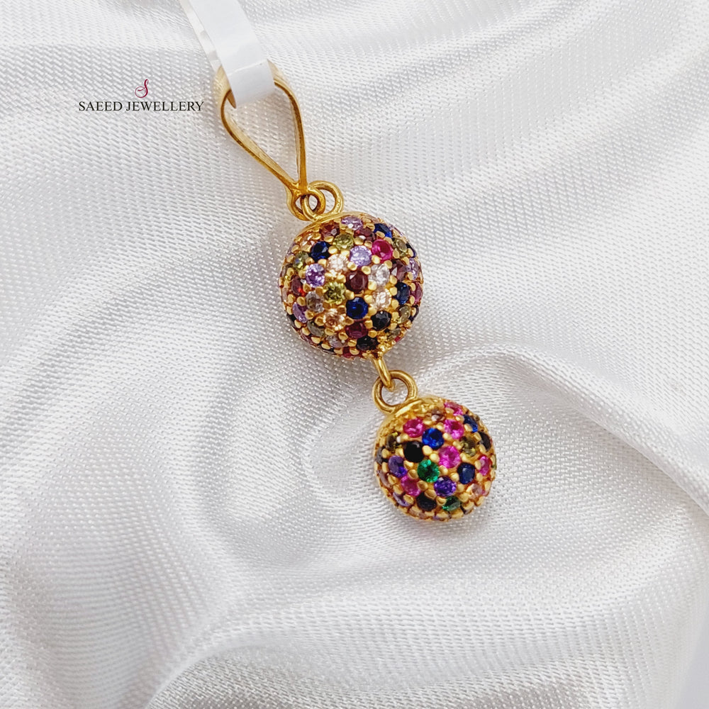 21K Gold Colorful Zirconia pendant by Saeed Jewelry - Image 2