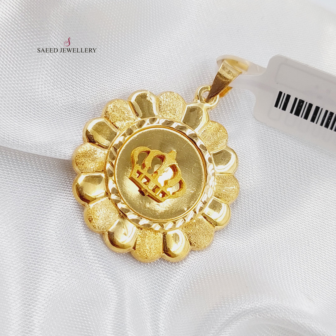 21K Gold Crown Pendant by Saeed Jewelry - Image 3