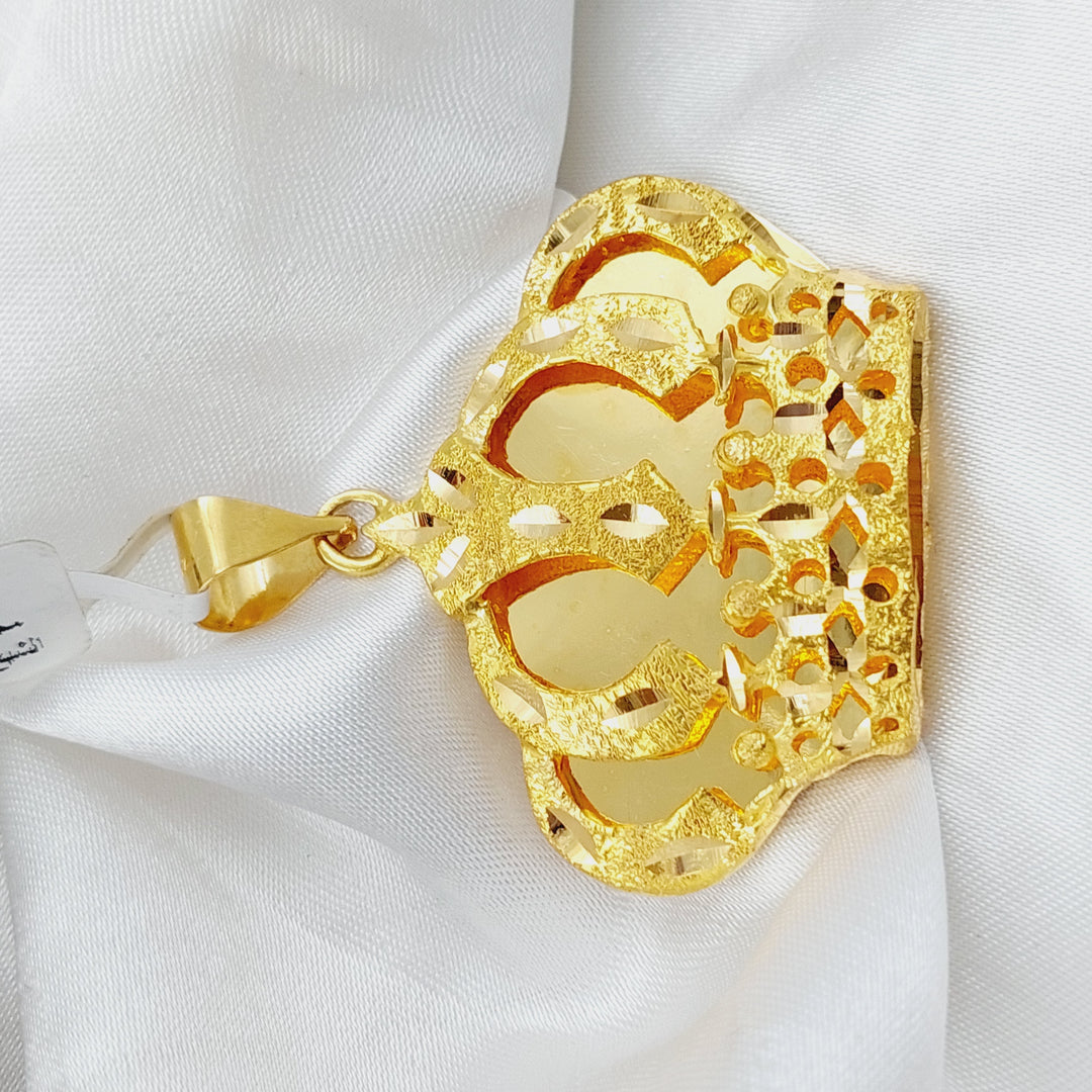 21K Gold Crown Pendant by Saeed Jewelry - Image 3