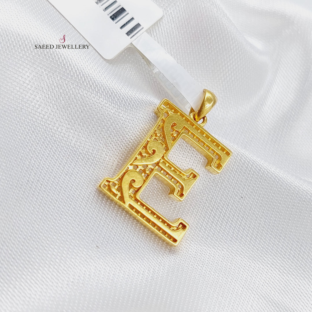 21K Gold E Letter Pendant by Saeed Jewelry - Image 3