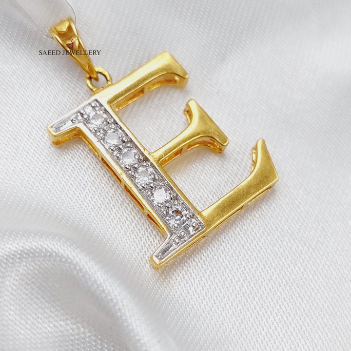 21K Gold E Letter Pendant by Saeed Jewelry - Image 1