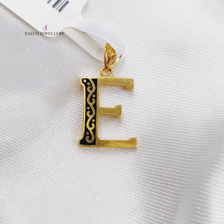 21K Gold E Letter Pendant by Saeed Jewelry - Image 1