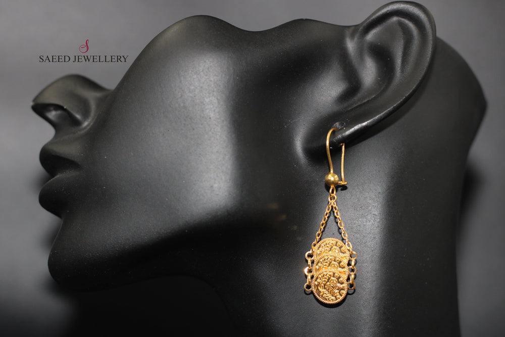 21K Gold Eighths Earrings by Saeed Jewelry - Image 2