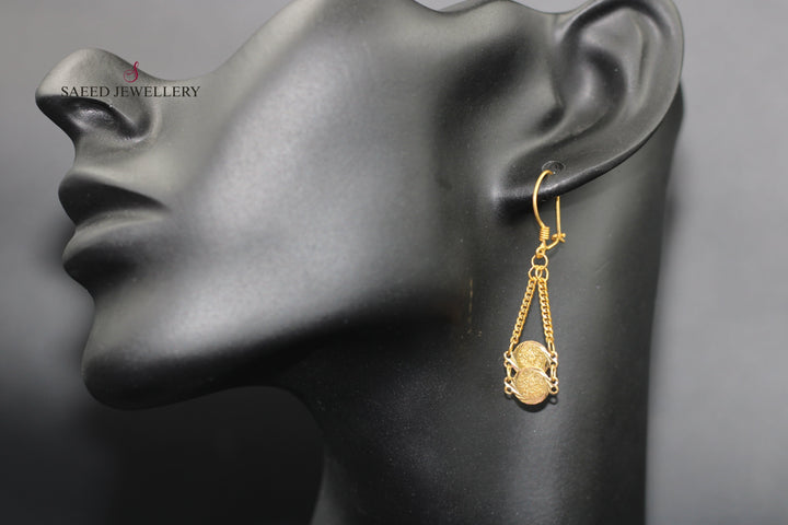 21K Gold Eighths Earrings by Saeed Jewelry - Image 2