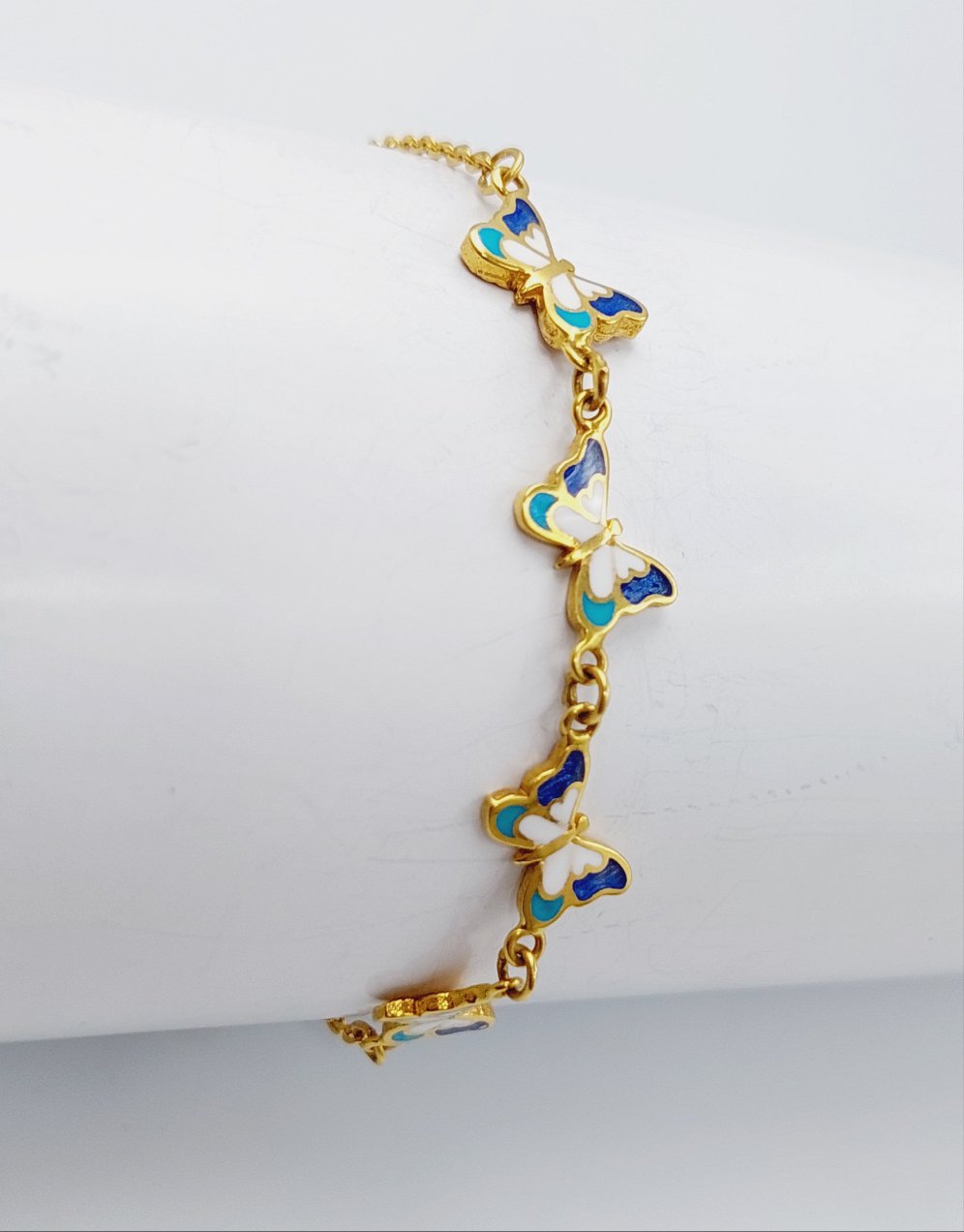 21K Gold Enamel Butterfly Bracelet by Saeed Jewelry - Image 2