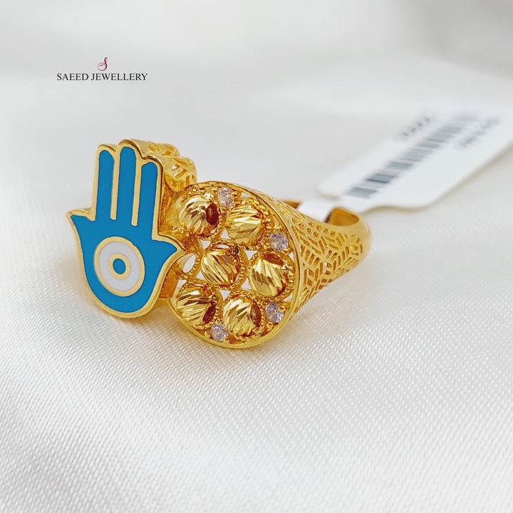 21K Gold Enamel Hand Ring by Saeed Jewelry - Image 3