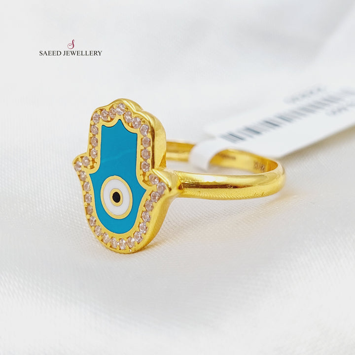 21K Gold Enamel Hand Ring by Saeed Jewelry - Image 2