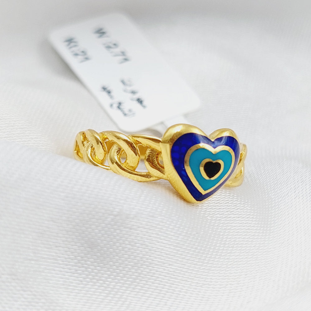 21K Gold Enamel Heart Ring by Saeed Jewelry - Image 2