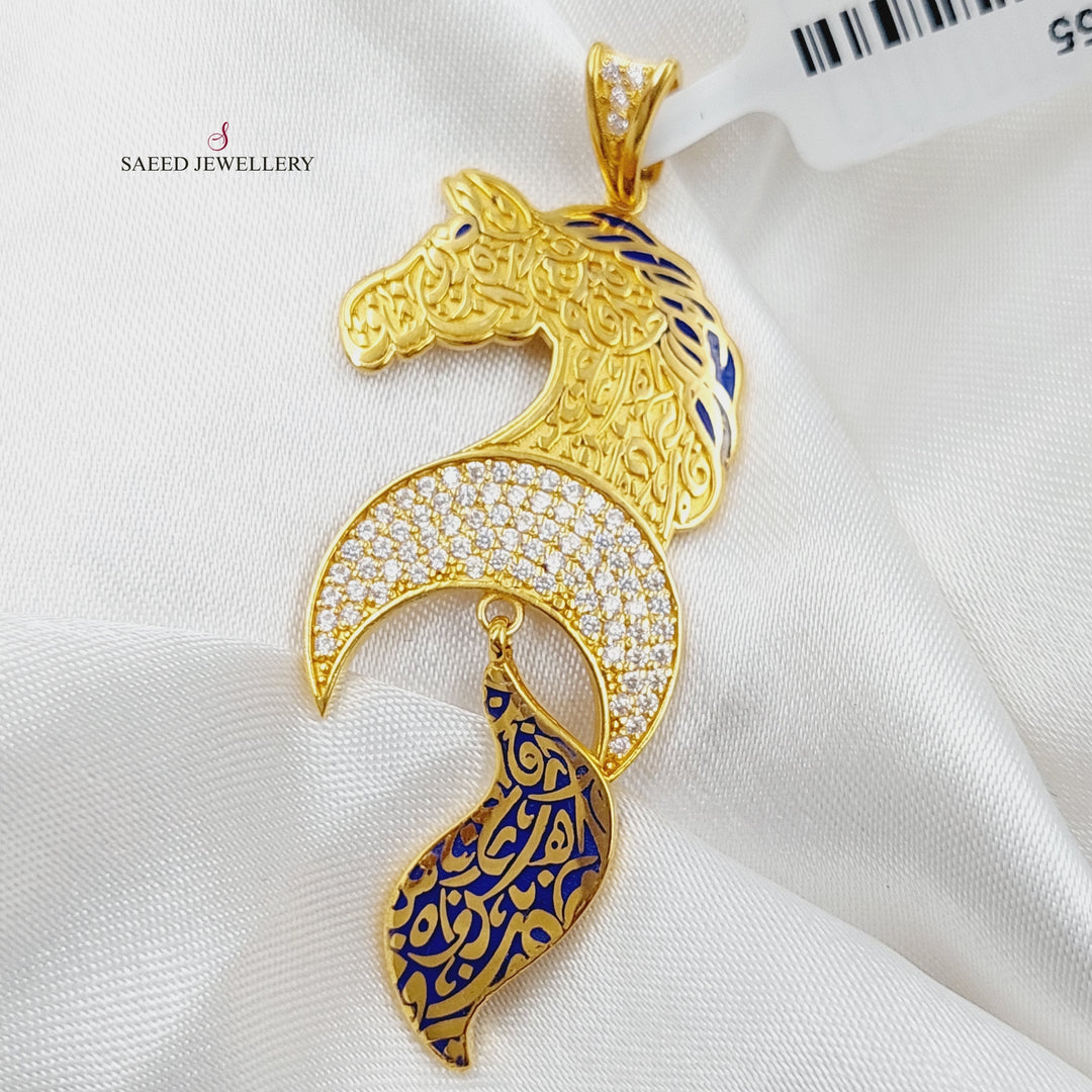 21K Gold Enamel Horse Pendant by Saeed Jewelry - Image 1