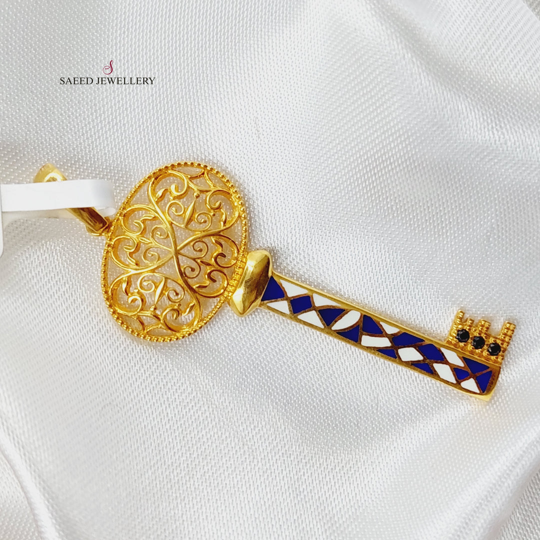 21K Gold Enamel Key Pendant by Saeed Jewelry - Image 2