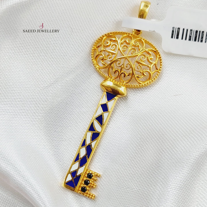 21K Gold Enamel Key Pendant by Saeed Jewelry - Image 1