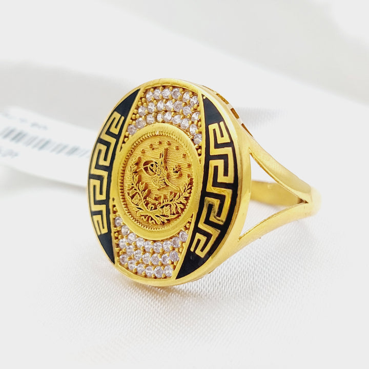 21K Gold Enamel Ring by Saeed Jewelry - Image 3