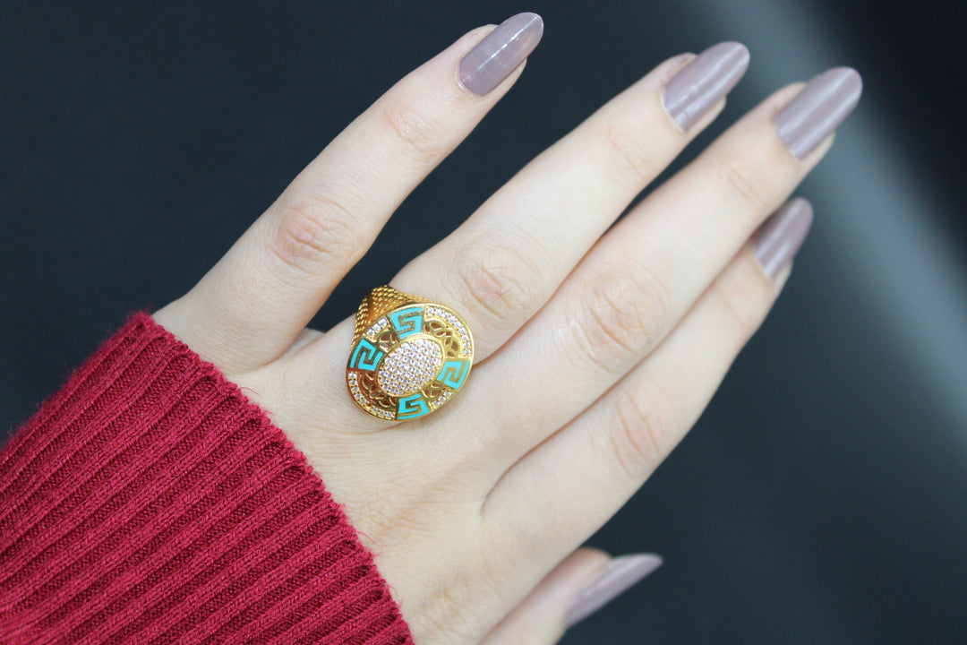 21K Gold Enamel Ring by Saeed Jewelry - Image 5