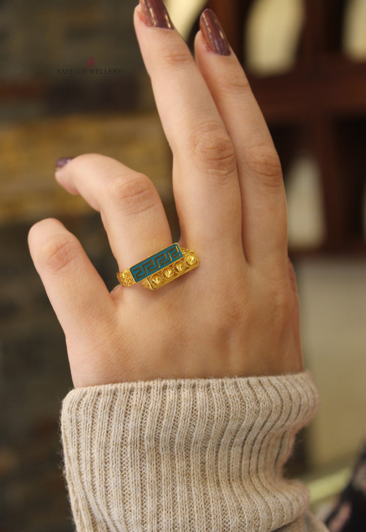 21K Gold Enamel Ring by Saeed Jewelry - Image 2