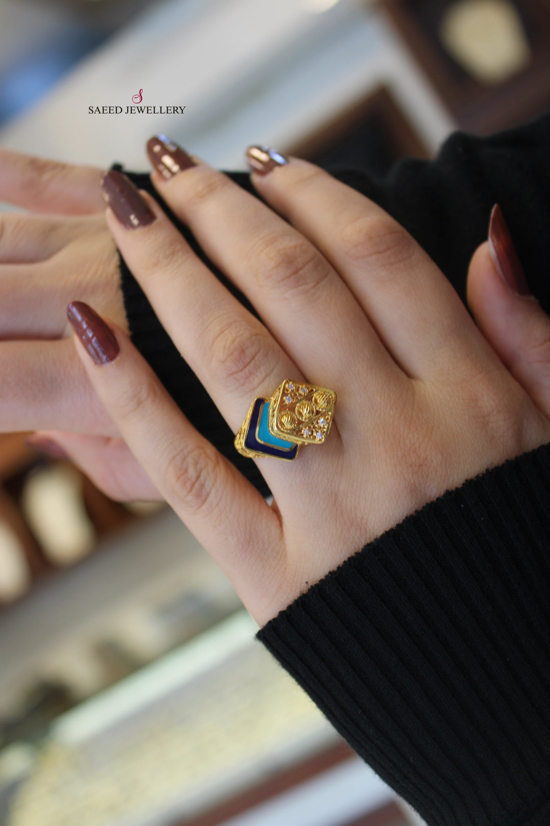 21K Gold Enamel Ring by Saeed Jewelry - Image 2