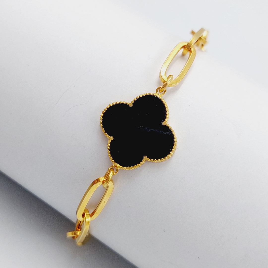 21K Gold 21K Enamel Clover Bracelet by Saeed Jewelry - Image 3