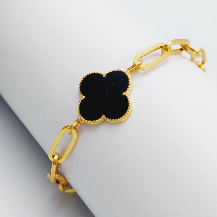 21K Gold 21K Enamel Clover Bracelet by Saeed Jewelry - Image 1