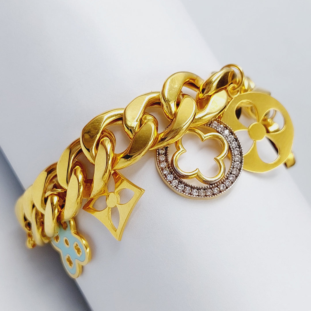 21K Gold 21K Enamel Clover Bracelet by Saeed Jewelry - Image 9