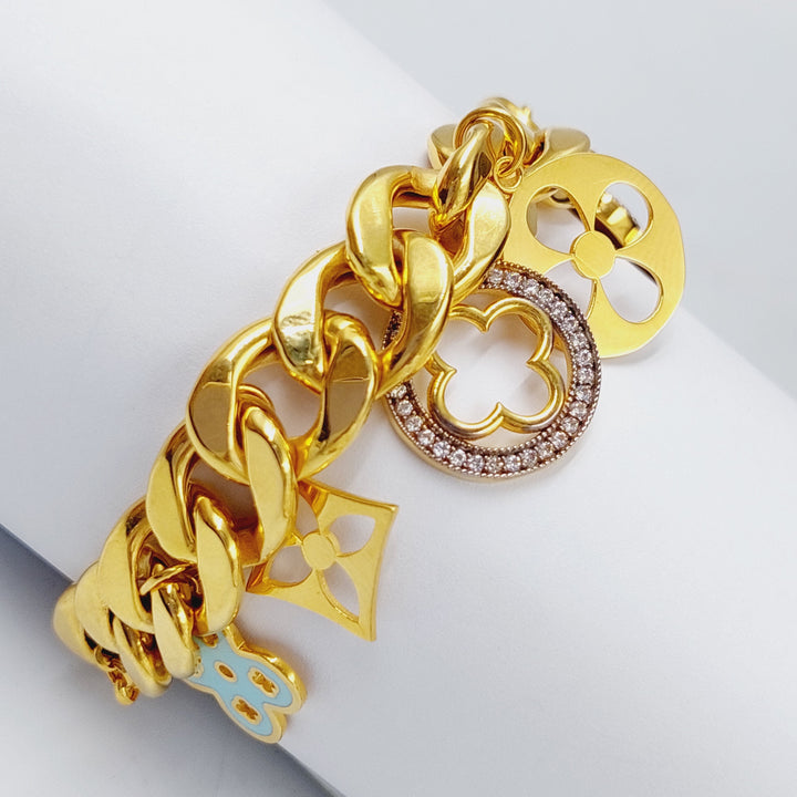 21K Gold 21K Enamel Clover Bracelet by Saeed Jewelry - Image 1