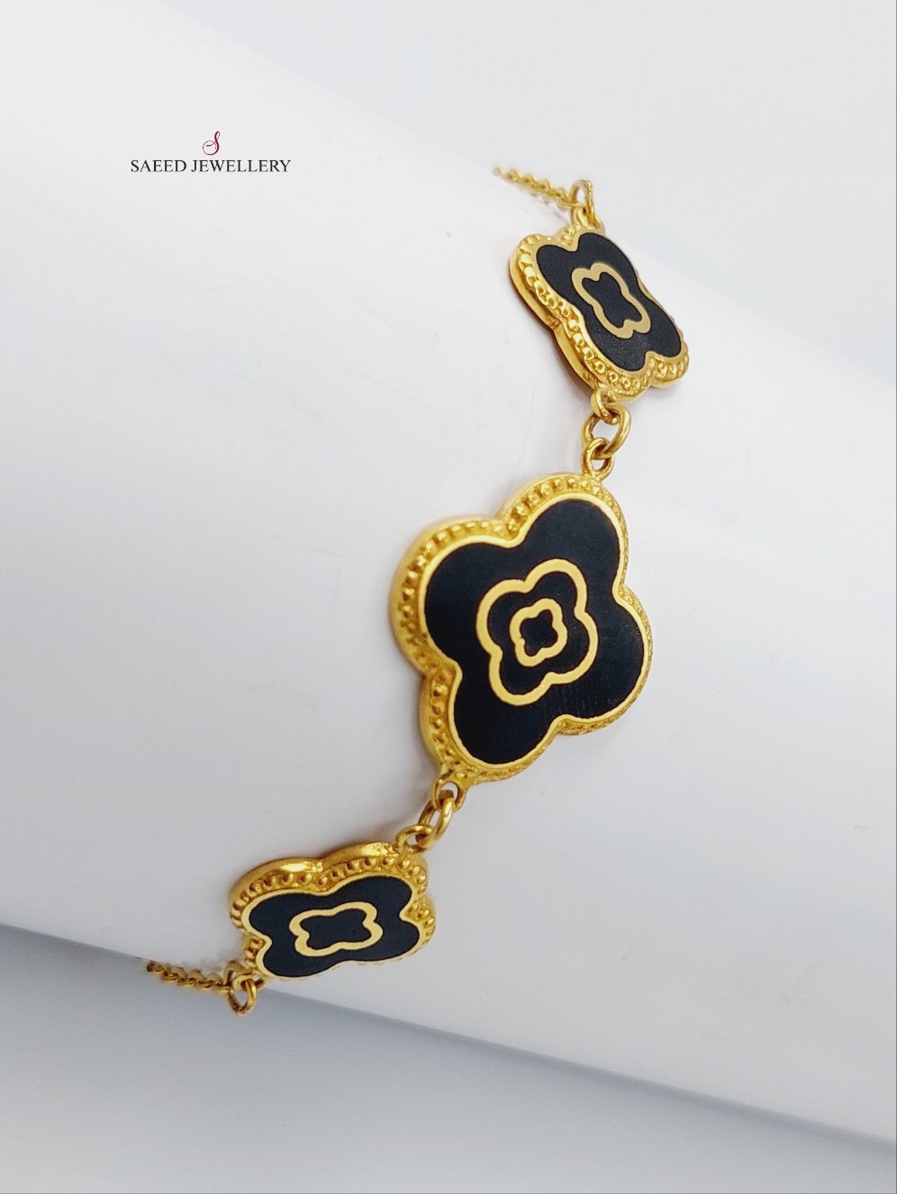 21K Gold 21K Enamel Clover Bracelet by Saeed Jewelry - Image 3