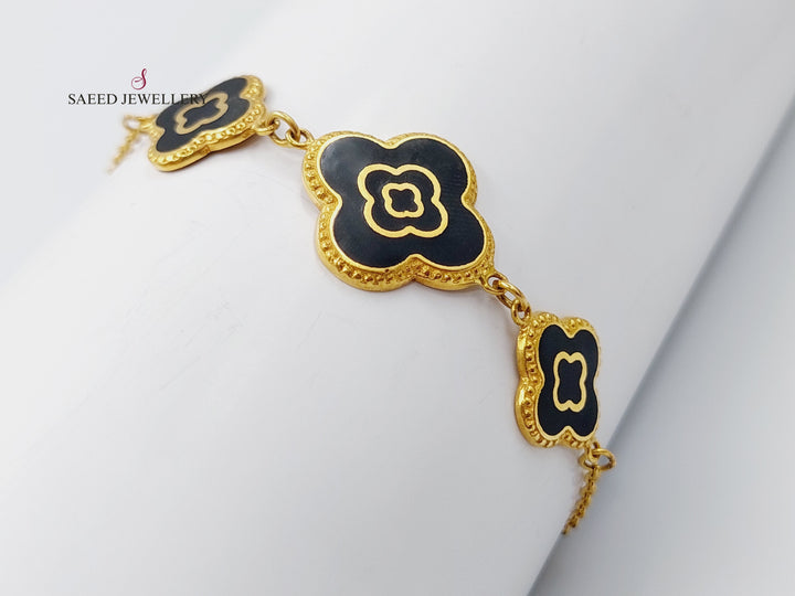 21K Gold 21K Enamel Clover Bracelet by Saeed Jewelry - Image 4