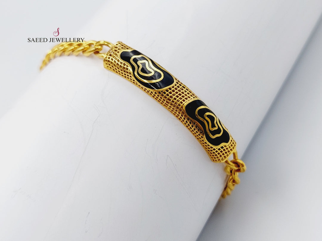 21K Gold Enamel Zirconia Bracelet by Saeed Jewelry - Image 3