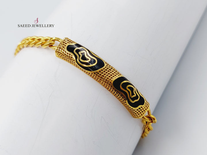 21K Gold Enamel Zirconia Bracelet by Saeed Jewelry - Image 4