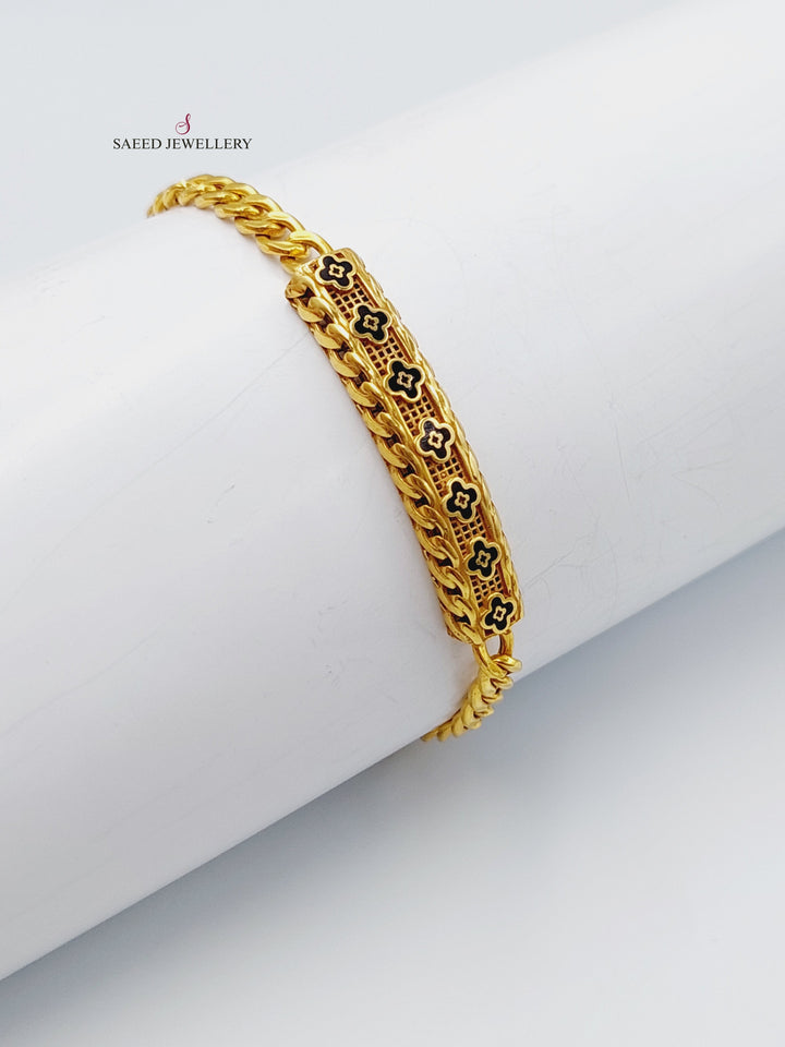 21K Gold Enamel Zirconia Bracelet by Saeed Jewelry - Image 5