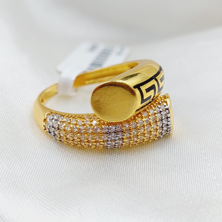 21K Gold Enamel Zirconia Ring by Saeed Jewelry - Image 10