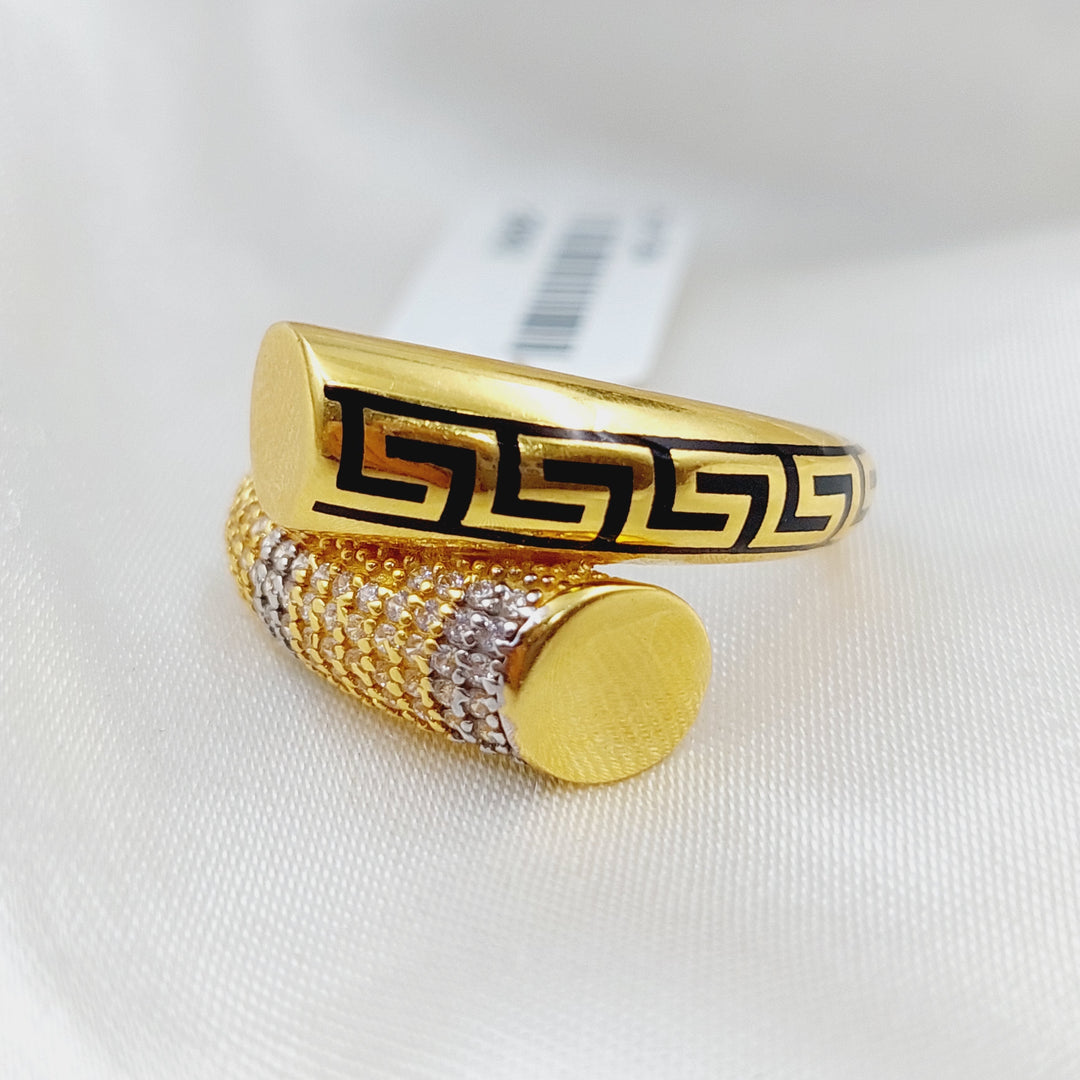 21K Gold Enamel Zirconia Ring by Saeed Jewelry - Image 12