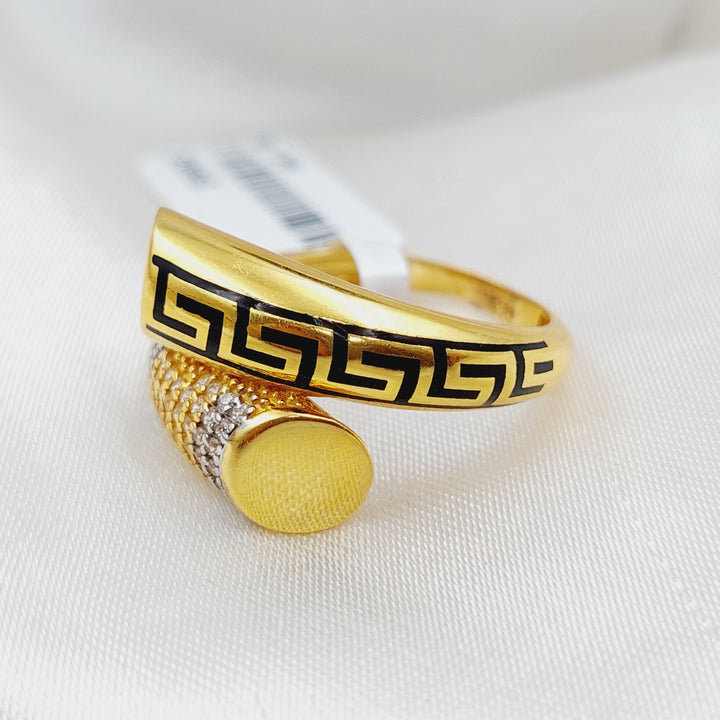 21K Gold Enamel Zirconia Ring by Saeed Jewelry - Image 8