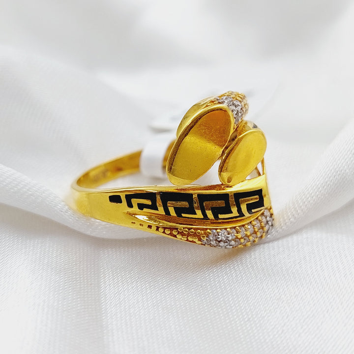 21K Gold Enamel Zirconia Ring by Saeed Jewelry - Image 1